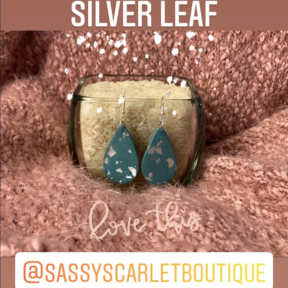 Tranquility Teardrop Earrings with Silver Leaf
